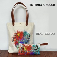 Canvas Tote Bag & Pouch Vintagenatural Set Bandung Souvenir Bag Bandung