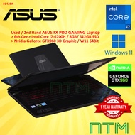 #1425  Used Asus ROG FXPRO Gaming Intel Core i7-6700HQ 8GB 512GB SSD Nvidia Geforece GTX960 2G 3D Gr