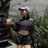 Áo Khoác Dù Form Croptop Dây Kéo Nikki Cropped Jacket Zip AUGETY