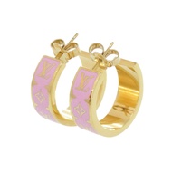 LOUIS VUITTON(L​​ouis Vuitton) Nanogram 琺瑯耳環 M01831 金屬粉紅 LV 0175 [二手] 成色極佳