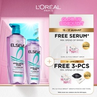 L'Oreal Paris Elseve Hyaluron Pure 72H Purifying Shampoo for Fresh Scalp & Hydrated Hair, Removes Oi