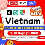 Vietnam eSIM 5G Local Vinaphone Unlimited Data 1-30 Days | Travel Prepaid Digital eSIM Vietnam SIM