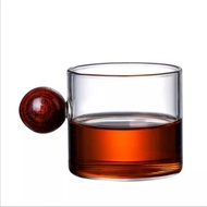 Glass ESPRESSO Glass Tea Coffee WOODEN HANDLE 100ML