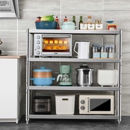 QM🥻Stainless Steel Kitchen Shelf Floor Multi-Layer Microwave Oven Storage Shelf Household Cupboard Shelf Five-Layer Stor