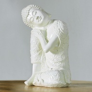 Feng Shui Products White 23cm Resin Sleeping Buddha Statue Sculpture Handmade Sitting Resting Buddha