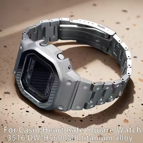 For Casio Small Square Watch 3516 DW-H5600MB Model Modified Lightweight Outdoor Titanium Alloy Case 