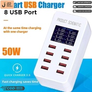 Fast Pd Charger 8 Usb Port 50W/35W Multi Port Charger Quick Usb Charging Led Function Pd Adapter Qc 