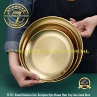SS792N - Round Stainless Steel European Style Dinner Plate Tray Cake Snack Fruit