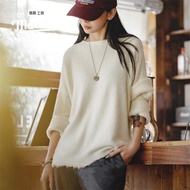 MADEN brand autumn 2023 new Korean version lazy style soft glutinous imitation mink wool sweater wit