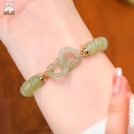 [CH] Best Friend Gift Imitation Hotan Jade Bracelet Female Niche Double Loop Buckle Bracelet CH