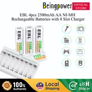 EBL 4pcs AA Battery 1.2V 2500mAh NIMH Rechargeable With AA AAA 8-Bay Battery Charger Beingpower For 