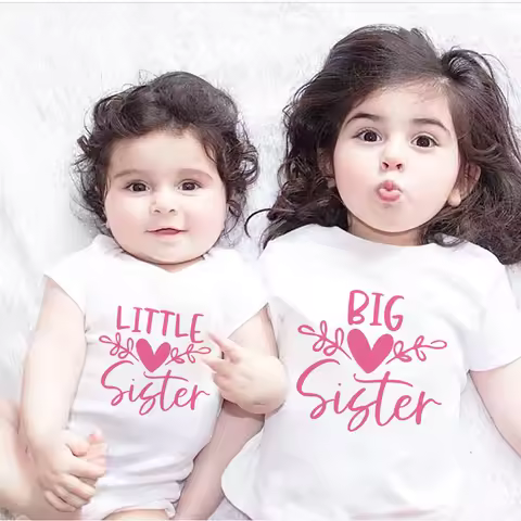 Sibling Sister Matching T-shirts Big Sister Little Sister Matching Shirts Kids Tops Baby Bodysuits P