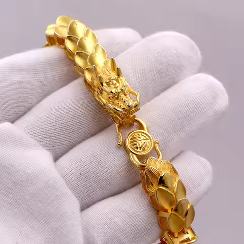 9999 24K Real Gold 5D Precision Dragon Bone Bracelet Boutique Men's Domineering Faucet Bracelet Hao 