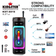 KST-8816 8.5"X2  Wireless Bluetooth Portable Subwoofer Bass Karaoke Speaker with Wireless Mic