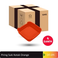 Glori Melamine Piring Suki kotak 14cm Piring makan 1 dus 4 lusin G445 - Orange