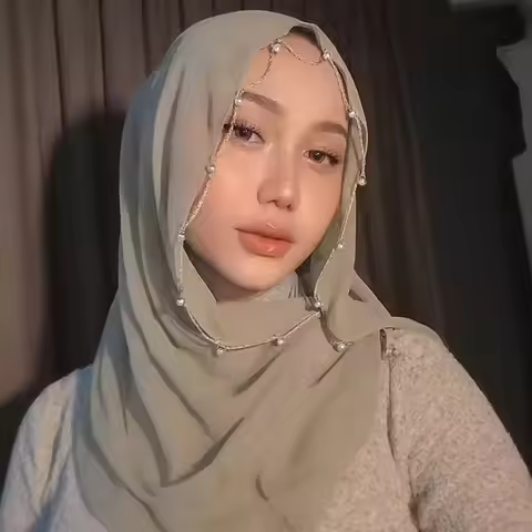 Pearls Beading Chiffon Hijab Scarf Woman Muslim Hijab Sweet Girl Hair/Headband Long Wraps Islam Turb
