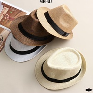 MEIGU Straw Panama Cap Summer Gangster Cap Beach Jazz Dress Hat