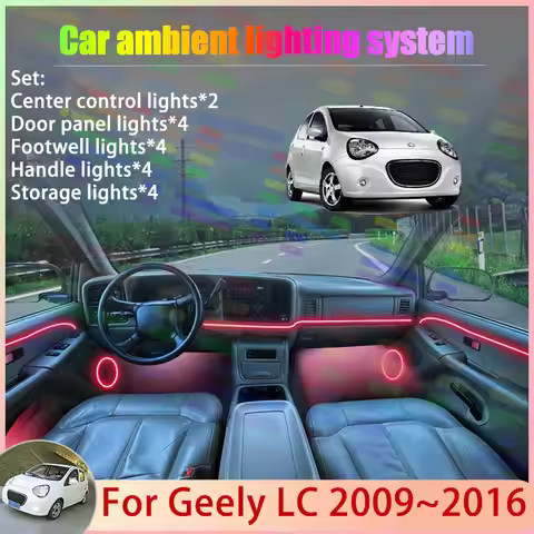 For Geely LC 2009~2016 Gleagle Panda GX2 Yulu EV2 2/24 in 1 Car Atmosphere Light Lamp RGB Shade Ense