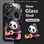 Cute Panda Cartoon Case for OPPO A98 A97 A93s A92 A78 Find X6 X5 Pro Reno 8Z 7Z 10 9 8 7 6 5 Pro Plus Pro+ 5G A11 A11x A9 A5 2020 A52 R17 R15 K9 K9s Tempered Glass Protector Cover