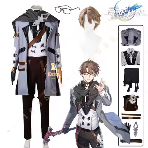 Honkai Star Rail Welt Yang Cosplay Costume Wig Game Uniform Glasses Trench Scarf Astral Express Anim