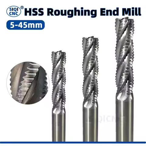 SIQI Roughing End Mill HSS Cutters 4 Flute 5mm to 45mm Saw Blade Metal Machining Inch & Iso 6mm 8mm 