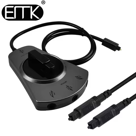 EMK 3-Way Digital Toslink Switch SPDIF Optical Audio Switch Toslink Cable Switcher Selector Hub Box 