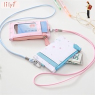 LILY Coin Purse Identity Badge PU leather With Lanyard Money Pocket Wallet