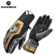 hotx【DT】 ROCKBROS Warm Cycling Gloves Windproof Motorcycle MTB Men Electric