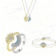 Sun Moon Couple Rings Vintage Necklace Cincin Pasangan Bestie Bracelet Personalized Fashion Jewelry