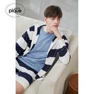 Gelato Pique Autumn/Winter Men's Pajama Set - Cotton Solid Color Pocket Tee