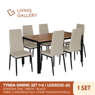 Living Gallery Tynda Dining Set 6-Seater   Elegant Modern Design Table  Sturdy & Durable  LGDS030-6S