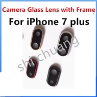For iPhone 7 plus rear camera glass lens cover + sticker adhesive without frame glass only