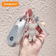 Soopsori Remote Key Fob Cover Key Case Holder Keychain For Mercedes Benz CLA GLA GLK AMG GLC C C200 