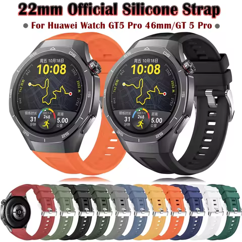 22mm Silicone Watch Band for Huawei GT5 Pro 46MM Sport Adjustable Watchband Bracelets for Huawei Wat
