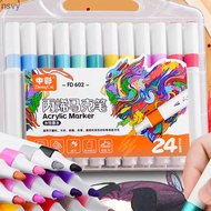 ปากกากราฟฟิตีปากกาอะคริลิกสีกลางแบบ DIY Set Pulpen กล่องแข็งไม่ซีดจางปากกาสีน้ำเด็กและนักเรียน24สี Nsvy