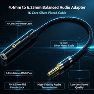 16 Core  Bright-Black 4.4mm Balanced Male to 1/4 6.35mm TRS Female Audio Adapter Cable 4.4mm M to 6.