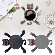 【Baibliss】Coffee Mug Drinks Holder Cute Cat Coasters Creative 3D Print Cat Cup Mat Heat Insulation M