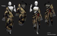 熱銷 A站MD亞洲日本戰士女刺客和服露肩 3D女服裝素材marvelous clo3d