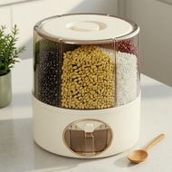 6-Section 360° Rotating Grain Dispenser, 5KG Capacity, Airtight Plastic Storage