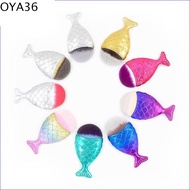 OYA36 3Pcs/Set รูปร่างนางเงือก แปรงแต่งหน้าทรงนางเงือก สีสันสดใส หางปลาหางยาว แปรงปัดแก้มทาแป้ง เครื