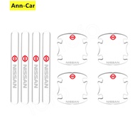 【 Ann-Car 】4ชิ้น/เซ็ต Nissan Car Door Handle Protector ฝาครอบด้านในชาม Anti Scratch สติกเกอร์ Almera Serena X-Trail Teana