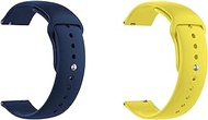 ONE ECHELON Quick Release Watch Band Compatible With Seiko SSB359  Silicone Watch Strap with Button Lock, Pack of 2 (Blue and Yellow)