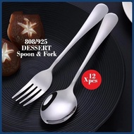 12 Pcs Sudu Garpu Tahan Karat Stainless Steel Spoon and Fork /Sudu Dan Garpu