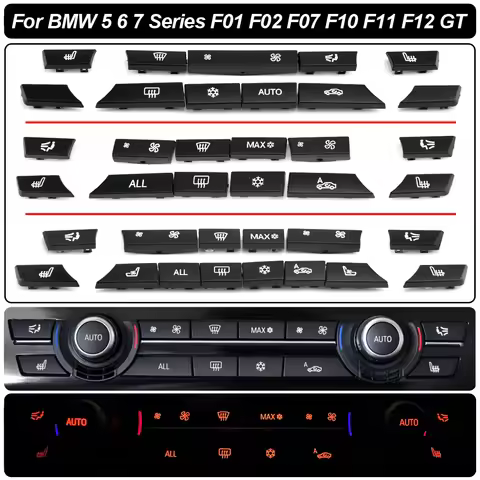 A/C Heater Button 11/12/14pcs Key Caps Repair Kit Switch Cover For BMW 5/6/7 Series F01 F02 F06 F07 