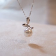 日本 Akoya 珍珠項鍊 18k金鑲鑽 天然鑽石 項鍊