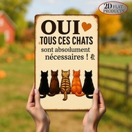 2D Flat Vintage Wood or Acrylic Sign, 1 Item - "Yes, All These Cats Are Absolutely Necessary" Cat Si