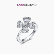 LAZO DIAMOND Blessing Clover Baguette Diamond Ring in 9k White Gold