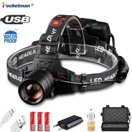 Super USB Rechargeable XHP50 Headlamp XPE + COB Headlight high powerful xhp70 head lamp torch ZOOM H
