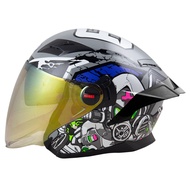 Bio19 Gray Lamborghini RD Air Force 1 Half Helmet 3/4 Open Face (M-XXL) 2-Layer Glasses