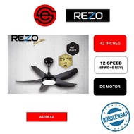 (KLANG VALLEY NORMAL INSTALLATION)REZO ASTER 56”/42” DC MOTOR CEILING FAN  WITH 3 COLOUR LED LIGHT